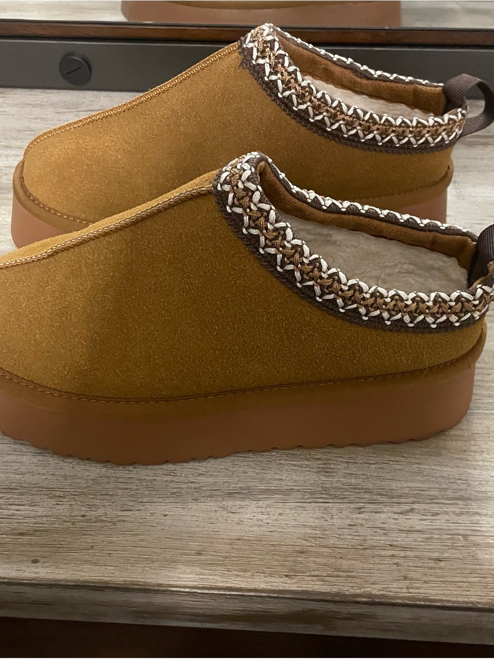 French Connection - Women’s Platform Slip-On Clog in Camel Brown - Picture 3 of 11